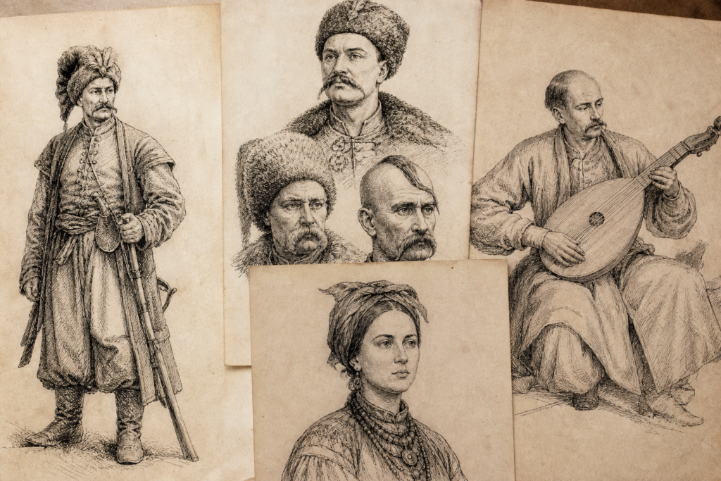 Ілюстрації Олексія Штанка до книги Михайла Грушевського "Як жив український народ"